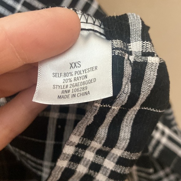 Harper Heritage Plaid  Black & White Short Mini Dress Button Up XXS Fall - Picture 5 of 5